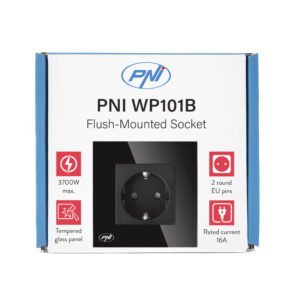 PNI WP101B paprastas įmontuojamas lizdas su stikliniu rėmeliu, juodos spalvos - Image 9
