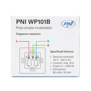 PNI WP101B paprastas įmontuojamas lizdas su stikliniu rėmeliu, juodos spalvos - Image 10