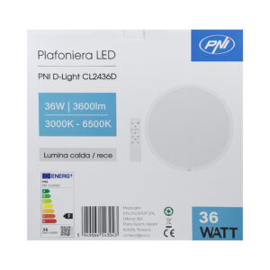 PNI D-Light CL2436D 36W LED lubinis šviestuvas, reguliuojamas, su nuotolinio valdymo pulteliu, apvalus 41 cm, 3000K-6500K, 230V maitinimo šaltinis, 3600 lm, baltas - Image 12