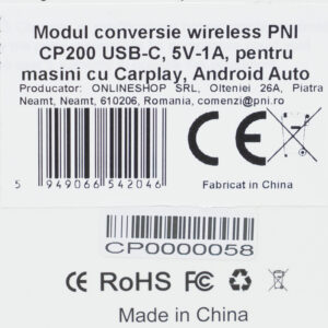 PNI CP200 belaidžio ryšio konvertavimo modulis USB-C, 5V-1A, skirtas automobiliams su gamykline „Carplay“, „Android Auto“ laidine jungtimi - Image 7