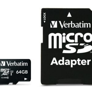 Verbatim 47042 Pro U3 Micro SDXC Atminties kortelė 64GB + microSD į SD Adapteris