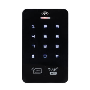PNI DK150T prieigos kontrolės klaviatūra su „Wi-Fi“, atrakinimas PIN kodu, RFID kortele ir per „Tuya Smart“ programėlę, IP65, juoda