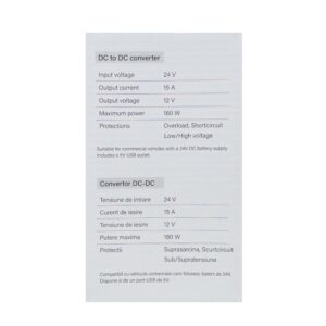 PNI CN15 įtampos keitiklis 180W, 24V-12V, 15A, USB 2.0, apsauga nuo išėjimo trumpojo jungimo - Image 10