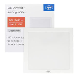 PNI D-Light CL241 24W LED lubinis šviestuvas, kvadratinis, 6500K, 230V maitinimo šaltinis, 2640 lm, baltas - Image 12