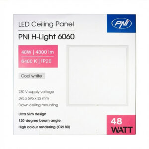 PNI H-Light 6060 LED panelė, 48W, 600x600mm, 4800lm, 6400K, vidaus patalpoms, įleidžiama, šaltai balta - Image 6
