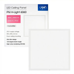 PNI H-Light 6060 LED panelė, 48W, 600x600mm, 4800lm, 6400K, vidaus patalpoms, įleidžiama, šaltai balta - Image 7