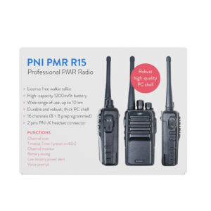 PNI PMR R15 0,5W profesionali nešiojama radijo stotelė, ASQ, TOT, monitorius, programuojama, 1200mAh baterija, CTCSS-DCS kodai - Image 16