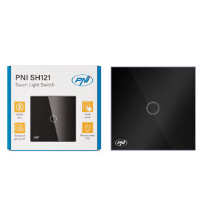 Paprastas jutiklinis jungiklis PNI SH121, pagamintas iš stiklo, juodas, su LED indikatoriumi, 10A 200W - Image 12