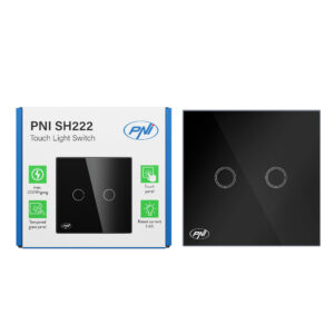 PNI SH222 stiklinis dvigubas jutiklinis jungiklis, juodas su LED indikatoriumi - Image 11