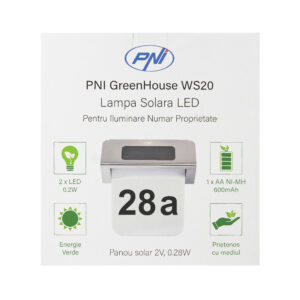 PNI GreenHouse WS20 LED saulės energija maitinamas šviestuvas namo numerio apšvietimui, montuojamas ant sienos - Image 9