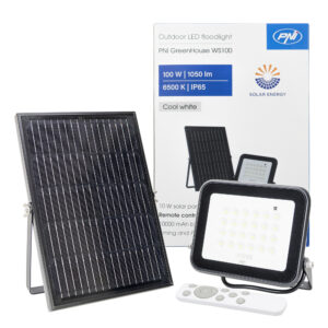 PNI GreenHouse WS100 100W LED prožektorius su saulės baterija, 10000mAh akumuliatoriumi, nuotolinio valdymo pulteliu, reguliuojamu laikmačiu ir ryškumu, 6500 K, IP65 - Image 8