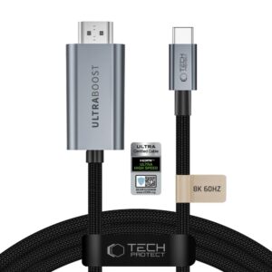 Tech-Protect ULTRABOOST KABELIS USB-C Į HDMI 2.1 8K 60HZ 300CM GELEŽIES PILKOS SPALVOS