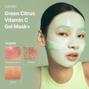 LUVUM Green Citrus Vitamin C Gel Mask Plus hidrogelinė kaukė 5 vnt. - naktinė, su niacinamidu - Image 3