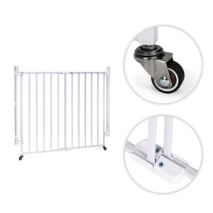 Balti plieniniai apsauginiai varteliai laiptams ir durų angoms 65-106 cm su ratukais ECOTOYS - Image 7