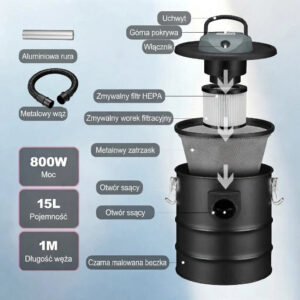 Pramoninis karščiui atsparus pelenų siurblys židiniui ir krosnelei, 15 l, 800 W - Image 7