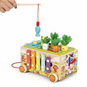 Medinis 8-in-1 varlės formos lavinamasis kubas su vaikštyne, formų rūšiuokliu, ksilofonu ir kirmėlių žvejyba ECOTOYS - Image 7