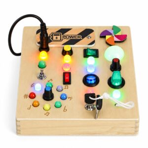Medinė interaktyvi lavinamoji lenta su jungikliais ir LED lemputėmis ECOTOYS - Image 7
