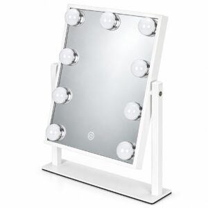 LED makiažo veidrodis 25x30 cm kosmetinis su apšvietimu 3 spalvų 9 lemputės ModernHome - Image 7