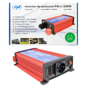 PNI įtampos keitiklis L1200W maitinimo šaltinis 12V 230V išvestis