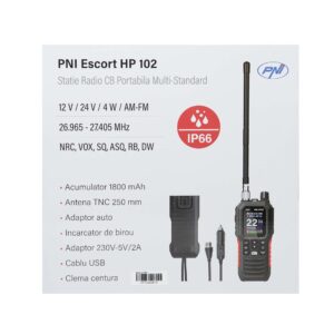 Nešiojama CB radijo stotelė PNI Escort HP 102 multi standard, 4W, 12V, AM-FM, NRC, Dual Watch, Roger Beep, reguliuojamas ASQ SQ, VOX - Image 4