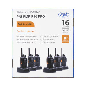 Rinkinys su 8 vienetais, 6 nešiojamos radijo stotelės PNI PMR R40 PRO, komplekte yra baterijos, įkrovikliai ir ausinės - Image 16