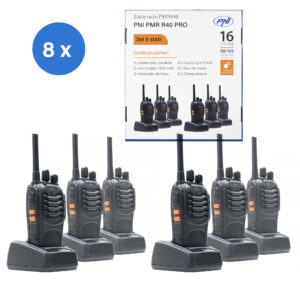 Rinkinys su 8 vienetais, 6 nešiojamos radijo stotelės PNI PMR R40 PRO, komplekte yra baterijos, įkrovikliai ir ausinės - Image 18