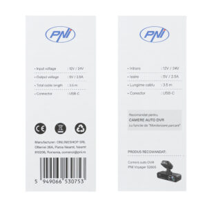 PNI maitinimo kabelis automobiliniams vaizdo registratoriams, įvestis 12V/24V, išvestis 5V 2.5A - Image 11