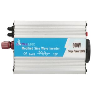 Extralink VOLTAGE CONVERTER 12V - 230V, 600W, MODIFIED SINUS OPIM-600W maitinimo adapteris / inverteris Automatinis Aliuminis, Juoda - Image 3