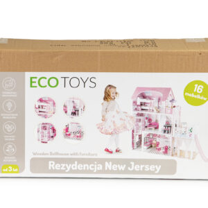 Medinis lėlių namelis su liftu XXL ir čiuožykla ECOTOYS - Image 8