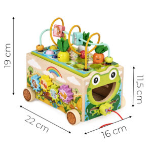 Medinis 8-in-1 varlės formos lavinamasis kubas su vaikštyne, formų rūšiuokliu, ksilofonu ir kirmėlių žvejyba ECOTOYS - Image 8