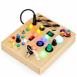 Medinė interaktyvi lavinamoji lenta su jungikliais ir LED lemputėmis ECOTOYS - Image 8