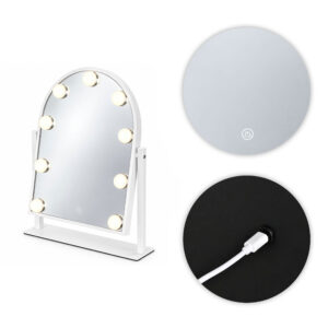 LED makiažo veidrodis 30x40 cm kosmetinis su apšvietimu 3 spalvos 9 lemputės ModernHome - Image 8