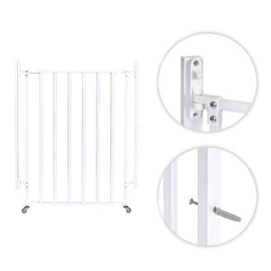 Balti plieniniai apsauginiai varteliai laiptams ir durų angoms 65-106 cm su ratukais ECOTOYS - Image 8