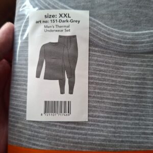 Vyriškas termo apatinių komplektas su merino vilna GAUBERT 151, XXL dydis tamsiai pilkas, dryžuotas - Image 2