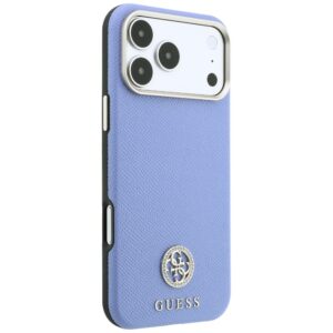 Guess Grained Round Strass Logo MagSafe dėklas, skirtas iPhone 18 Pro / 17 Pro, mėlynas - Image 4