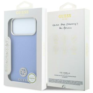 Guess Grained Round Strass Logo MagSafe dėklas, skirtas iPhone 18 Pro / 17 Pro, mėlynas - Image 8
