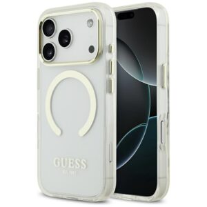 Guess Metal Outline MagSafe dėklas, skirtas iPhone 18 Pro / 17 Pro, auksinis - Image 1