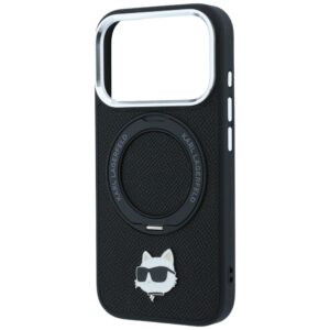 Karl Lagerfeld su 360° žiediniu stovu Choupette Head Pin MagSafe dėklas, skirtas iPhone 18 Pro / 17 Pro, juodas - Image 6