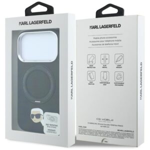 Karl Lagerfeld su žiediniu stovu 360 Karl Head Pin MagSafe dėklas, skirtas iPhone 18 Pro / 17 Pro, juodas - Image 8