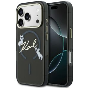 Karl Lagerfeld Script Logo MagSafe dėklas, skirtas iPhone 18 Pro Max / 17 Pro Max, juodas