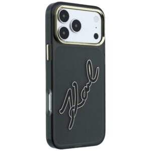 Karl Lagerfeld IML Big Signature Resin Metal Frame dėklas, skirtas iPhone 18 Pro Max / 17 Pro Max, juodas - Image 4