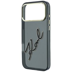 Karl Lagerfeld IML Big Signature Resin Metal Frame dėklas, skirtas iPhone 18 Pro Max / 17 Pro Max, juodas - Image 6