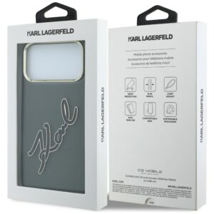 Karl Lagerfeld IML Big Signature Resin Metal Frame dėklas, skirtas iPhone 18 Pro Max / 17 Pro Max, juodas - Image 8