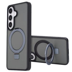 Accezz žiedinis stovas su nugarėlės dėklu ir MagSafe funkcija, skirtas Samsung Galaxy S26 – Juodas
