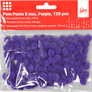 Dekoracija Pom-Pom College, 8 mm., 120 vnt., violetinės spalvos