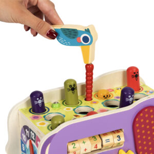 Medinis 8-in-1 drambliuko formos lavinamasis kubas su vaikštyne, formų rūšiuokliu, ksilofonu ir kirmėlių žvejyba ECOTOYS - Image 9