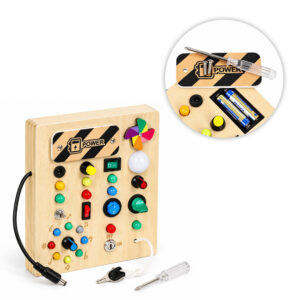 Medinė interaktyvi lavinamoji lenta su jungikliais ir LED lemputėmis ECOTOYS - Image 9