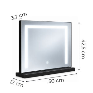 LED kosmetinis veidrodis 50x40 cm su apšvietimu, 3 spalvų režimai, juodas ModernHome - Image 9