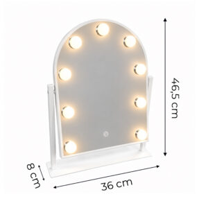 LED makiažo veidrodis 30x40 cm kosmetinis su apšvietimu 3 spalvos 9 lemputės ModernHome - Image 9