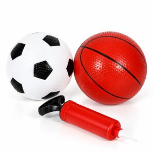 2-in-1 sporto rinkinys vaikams su futbolo vartais, krepšinio lanku, kamuoliais ir pompa - Image 9